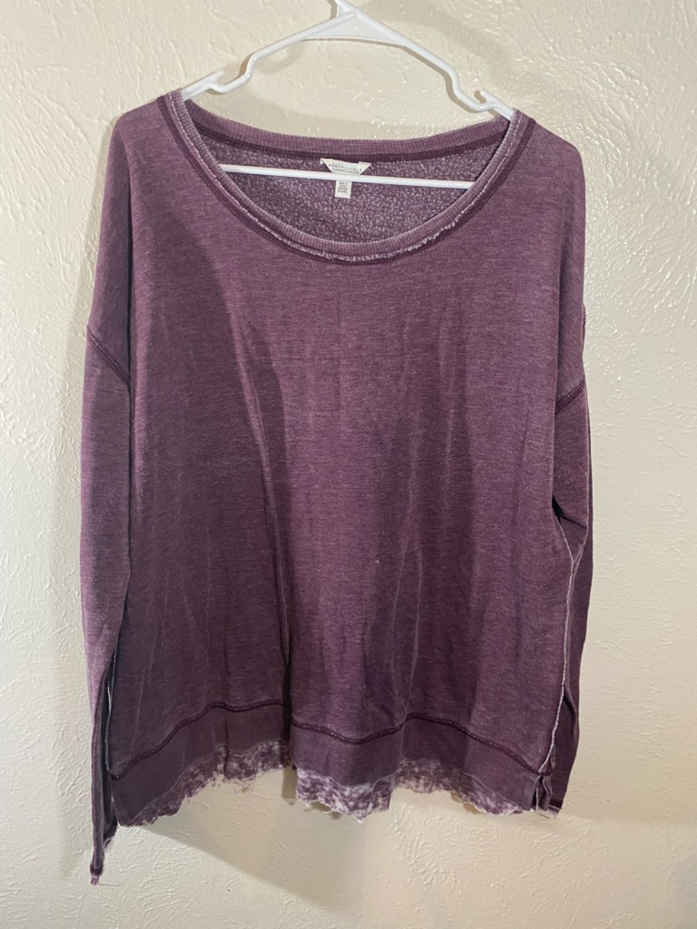 Aeropostale Plum Scoop Neck Lightweight Long Sleeveyy Top